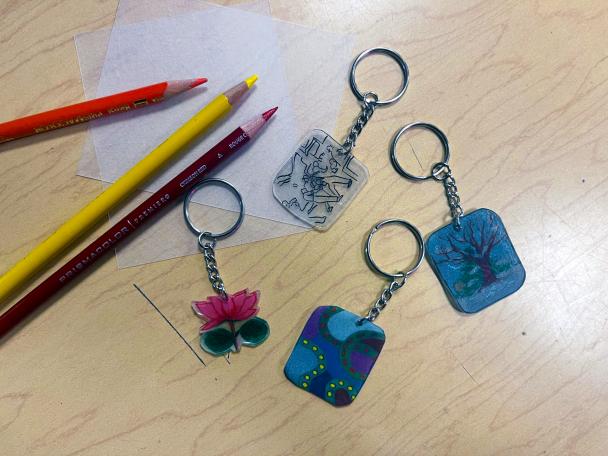 Examples of shrinky dinks made in the DIA's artmaking studio